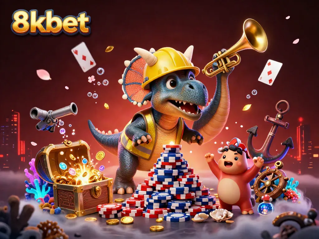 Experience high-energy action with 8xbet's fun casino scene featuring colorful characters and dynamic elements.