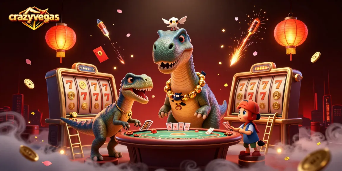 Engage with the thrilling atmosphere at crazyvegas, featuring towering characters and dynamic slot game elements.