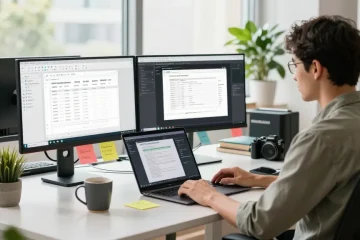 WPS Download interface displayed on monitors in a tech workspace showcasing productivity tools.